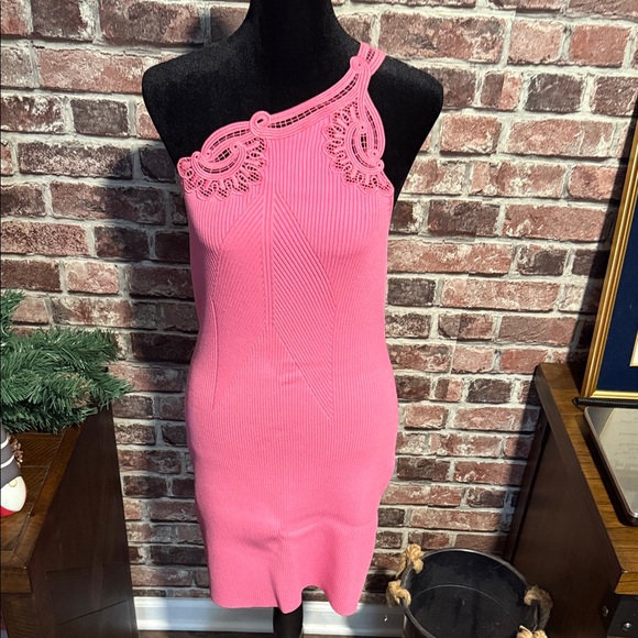 Self-Portrait Vibrant Pink One-Shoulder Dress